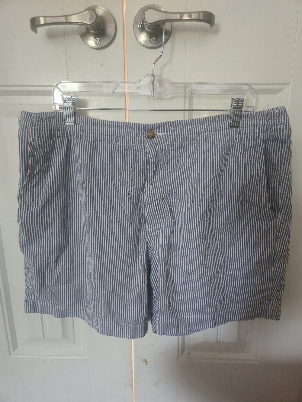 Ralph Lauren Blue and White Striped Casual Button-Down Shirt